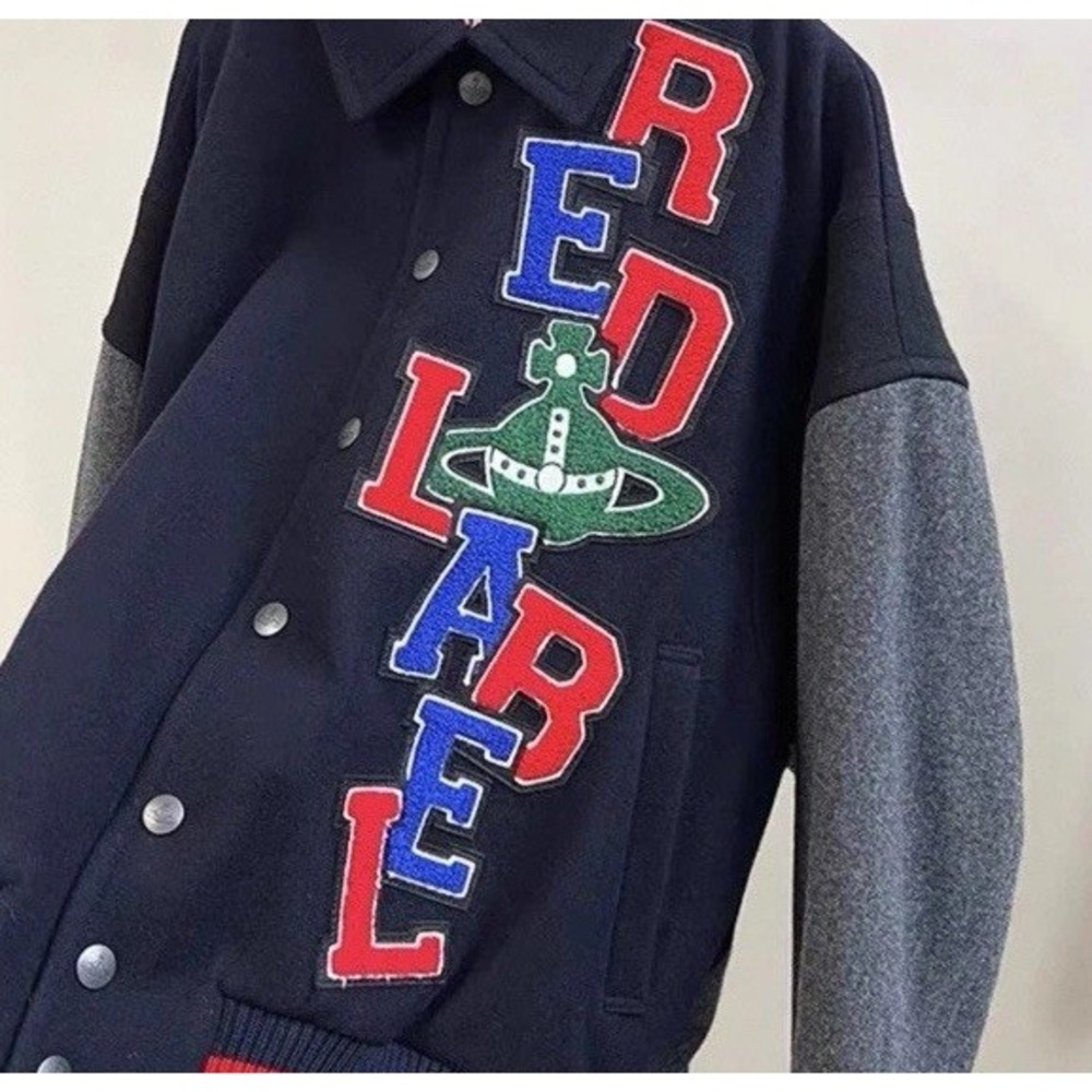 Vivienne Westwood RED LABEL Wool Varsity Jacket Orb Navy Gray New No Tags - Picture 3 of 13